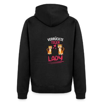 Raubtier Tiger Lady Frauen Geschenk Lustiges Tiger - Unisex Premium Bio Zip Hoodie - Schwarz - Hinten - Nico (187cm)