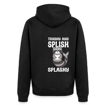 Lustiger Waschbärmüll Veterinärassistent - Unisex Premium Bio Zip Hoodie - Schwarz - Hinten - Nico (187cm)