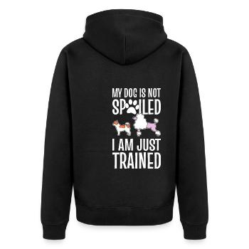 My Dog Is Not Spoiled I Am Just Well Trained - Unisex Premium Bio Zip Hoodie - Schwarz - Hinten - Nico (187cm)