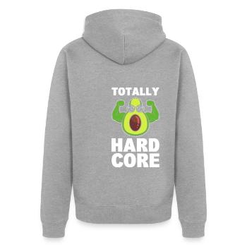 Avocado-Fitnesstraining Fitnessstudiobesucher - Unisex Premium Bio Zip Hoodie - Grau meliert - Hinten - Nico (187cm)