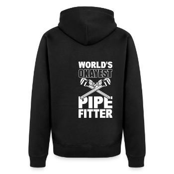 Worlds Okayest Pipefitter Dampfinstallateur - Unisex Premium Bio Zip Hoodie - Schwarz - Hinten - Nico (187cm)