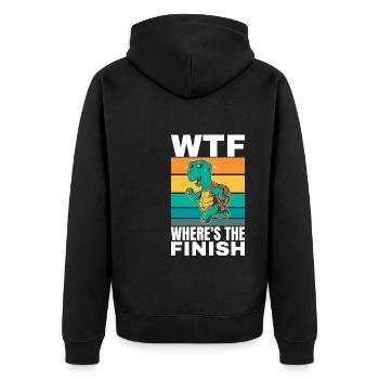 WTF Wo ist das Ziel - Running Runner - Unisex Premium Bio Zip Hoodie - Schwarz - Hinten - Nico (187cm)