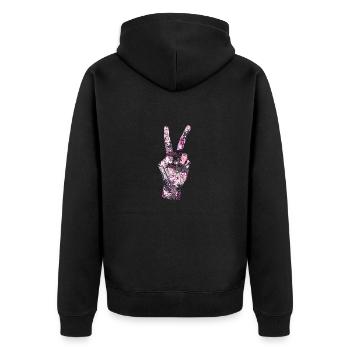 Peace Zeichen Manga Comic Stil - Unisex Premium Bio Zip Hoodie - Schwarz - Hinten - Nico (187cm)