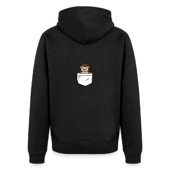 Igelmotiv Igel In Brusttasche Weißbauchigel Tier - Unisex Premium Bio Zip Hoodie - Schwarz - Hinten - Nico (187cm)
