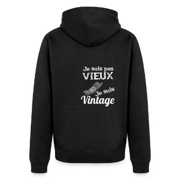 je suis pas vieux je suis vintage - Veste à capuche bio Premium Unisexe - noir - Dos - Nico (187cm)