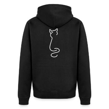 Katze - Unisex Premium Bio Zip Hoodie - Schwarz - Hinten - Nico (187cm)