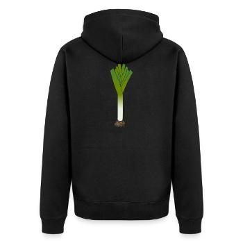 leek - Unisex Premium Organic Zip Hoodie - black - Back - Nico (187cm)