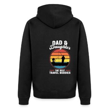 Vater Angler Vater & Tochter Angeln Vater Geschenk - Unisex Premium Bio Zip Hoodie - Schwarz - Hinten - Nico (187cm)