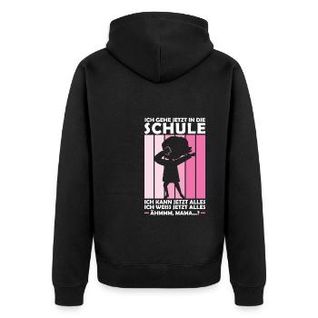 Schulkind Dabbing Schulstart Geschenk - Unisex Premium Bio Zip Hoodie - Schwarz - Hinten - Nico (187cm)