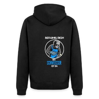 Schweißer Beruf Schweissen Geschenk - Unisex Premium Bio Zip Hoodie - Schwarz - Hinten - Nico (187cm)