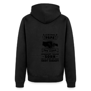 Papa & Sohn Familie Sohn Geschenk - Unisex Premium Bio Zip Hoodie - Schwarz - Hinten - Nico (187cm)