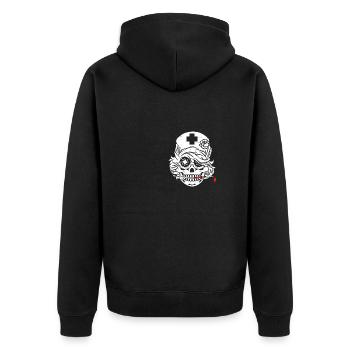 Lustiges Totenkopf Krankenschwester Design - Unisex Premium Bio Zip Hoodie - Schwarz - Hinten - Nico (187cm)