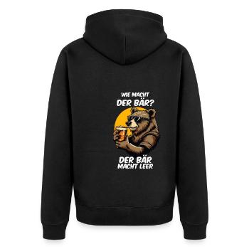 Lustiges Bär Leer Party Alkohol Malle Spruch - Unisex Premium Bio Zip Hoodie - Schwarz - Hinten - Nico (187cm)