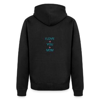 MAMA. ICH LIEBE. ICH LIEBE DICH. MAMA. MUTTERTAG - Unisex Premium Bio Zip Hoodie - Schwarz - Hinten - Nico (187cm)