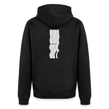 Conception du logo typographique ondulée Chill Out - Veste à capuche bio Premium Unisexe - noir - Dos - Nico (187cm)