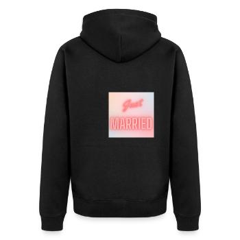 JUST MARRIED,LONG LIVE THE MARIES,EVJF,VALENTINE'S DAY - Unisex Premium Organic Zip Hoodie - black - Back - Nico (187cm)