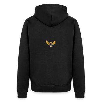 Bier - Unisex Premium Bio Zip Hoodie - Schwarz - Hinten - Nico (187cm)
