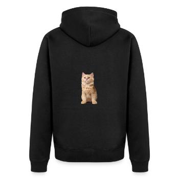 Rothaarige Katze - Unisex Premium Bio Zip Hoodie - Schwarz - Hinten - Nico (187cm)