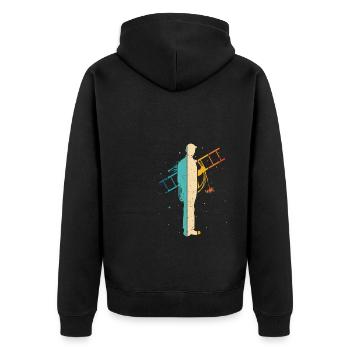 Schornsteinfeger Schornstein Retro Kaminfeger Gesc - Unisex Premium Bio Zip Hoodie - Schwarz - Hinten - Nico (187cm)