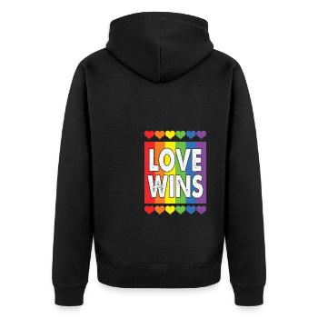 LBGT Flag Gay Pride L’amour humain gagne - Veste à capuche bio Premium Unisexe - noir - Dos - Nico (187cm)