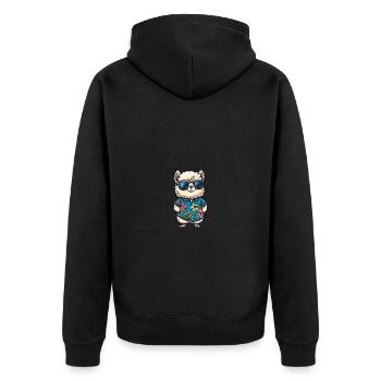 Alpaca Llama Comic Holiday - Unisex Premium Organic Zip Hoodie - black - Back - Nico (187cm)