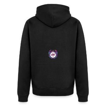 Ibiza Crew Bunt - Unisex Premium Bio Zip Hoodie - Schwarz - Hinten - Nico (187cm)