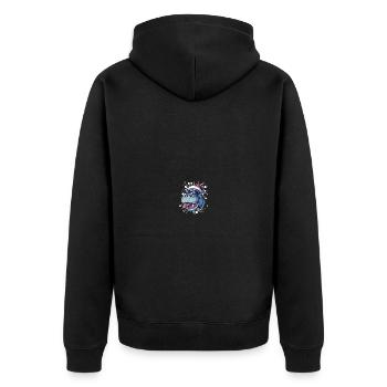 Nilpferd Weihnachten Lustig - Unisex Premium Bio Zip Hoodie - Schwarz - Hinten - Nico (187cm)