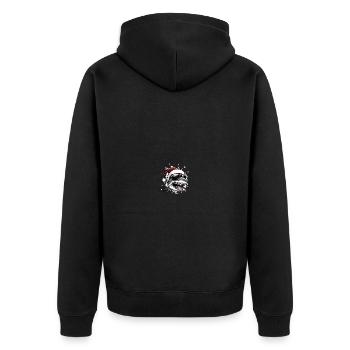 Hai Weihnachten Lustig - Unisex Premium Bio Zip Hoodie - Schwarz - Hinten - Nico (187cm)