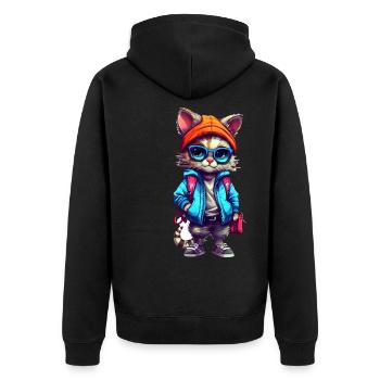 Dessin animé de chat mignon - Veste à capuche bio Premium Unisexe - noir - Dos - Nico (187cm)