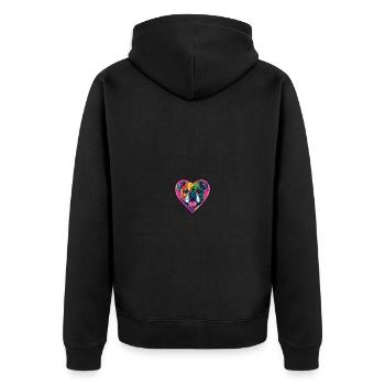 Bulldog Hund Herz Love - Unisex Premium Bio Zip Hoodie - Schwarz - Hinten - Nico (187cm)
