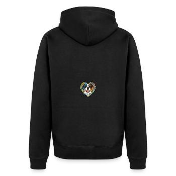 Saint Bernard Hund Herz Love - Unisex Premium Bio Zip Hoodie - Schwarz - Hinten - Nico (187cm)