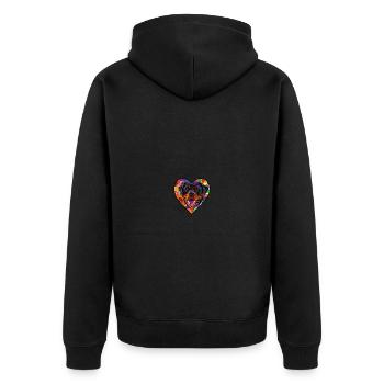 Rottweiler Hund Herz Love - Unisex Premium Bio Zip Hoodie - Schwarz - Hinten - Nico (187cm)