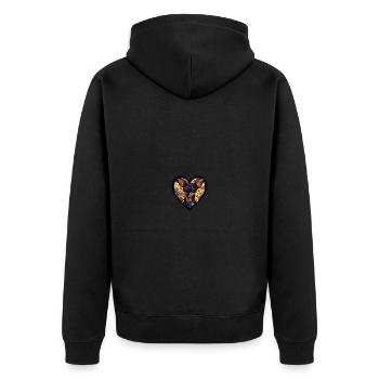 Pinscher Hund Herz Love - Unisex Premium Bio Zip Hoodie - Schwarz - Hinten - Nico (187cm)