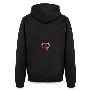 Labrador Hund Herz Love - Unisex Premium Bio Zip Hoodie - Schwarz - Hinten - Nico (187cm)