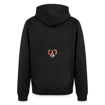 Australian Shepherd Dog Heart Love - Unisex Premium Organic Zip Hoodie - black - Back - Nico (187cm)