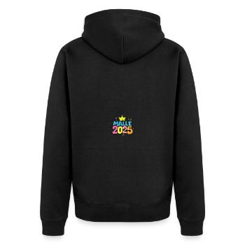 Malle 2025 Bunt Mallorca Krone - Unisex Premium Bio Zip Hoodie - Schwarz - Hinten - Nico (187cm)