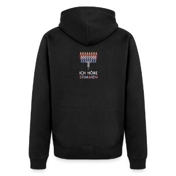 Ich höre Stimmen Chor Singen Geschenk - Unisex Premium Bio Zip Hoodie - Schwarz - Hinten - Nico (187cm)
