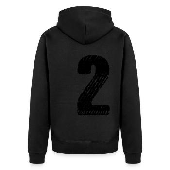 Maillot numéro 2 - Veste à capuche bio Premium Unisexe - noir - Dos - Nico (187cm)