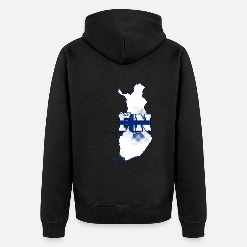 Team FIN Map Finland with Ball Pattern - Unisex Premium Organic Zip Hoodie - black