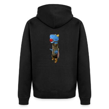 Sklaven Dino - Unisex Premium Bio Zip Hoodie - Schwarz - Hinten - Nico (187cm)
