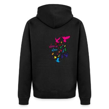 love is love,love,deaf,deaf,graffiti,rainbow - Unisex Premium Organic Zip Hoodie - black - Back - Nico (187cm)