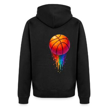 Basketball Basketballspieler Basketballtrainer - Unisex Premium Bio Zip Hoodie - Schwarz - Hinten - Nico (187cm)