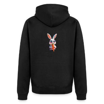 Funny Bunny Lotte - Unisex Premium Bio Zip Hoodie - Schwarz - Hinten - Nico (187cm)