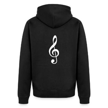 Cle de Sol weiß - Unisex Premium Bio Zip Hoodie - Schwarz - Hinten - Nico (187cm)