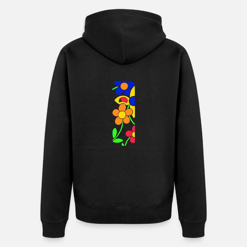 Marienkäfer mit Blumen - Unisex Premium Bio Zip Hoodie - Schwarz