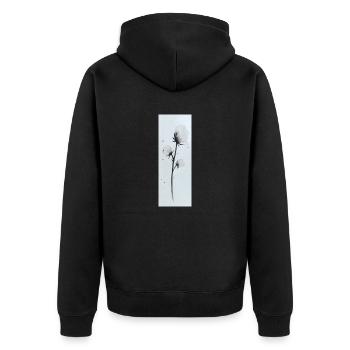 Baumwollblüte Cottonflowers - Unisex Premium Bio Zip Hoodie - Schwarz - Hinten - Nico (187cm)