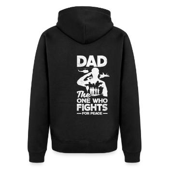 Dad The Ine Who Fights For Peace Father's Day - Unisex Premium Organic Zip Hoodie - black - Back - Nico (187cm)