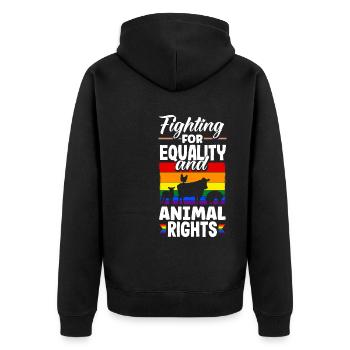 Fighting for equality and animal rights LGBTQ+ - Unisex Premium Organic Zip Hoodie - black - Back - Nico (187cm)