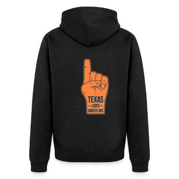 Texas Wrestling Design für stolze texanische Fans - Unisex Premium Bio Zip Hoodie - Schwarz - Hinten - Nico (187cm)