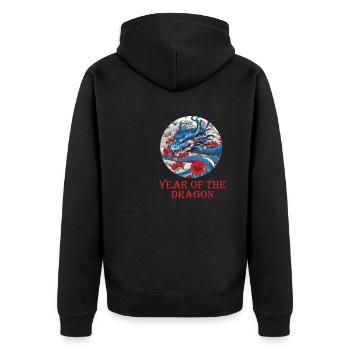 Année du Dragon,Dragon,Dragon,Dragon,Année du Dragon - Veste à capuche bio Premium Unisexe - noir - Dos - Nico (187cm)